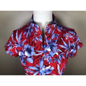 Tommy Bahama Island Zone Tropical Print Short Sleeve Mock Neck Shirt Size XS